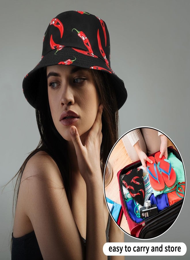 Cotwinter 2 Pcs Chili Bucket Hat Double Side Reversible Pepper Hat for Outdoor Hiking Travel - Image 3