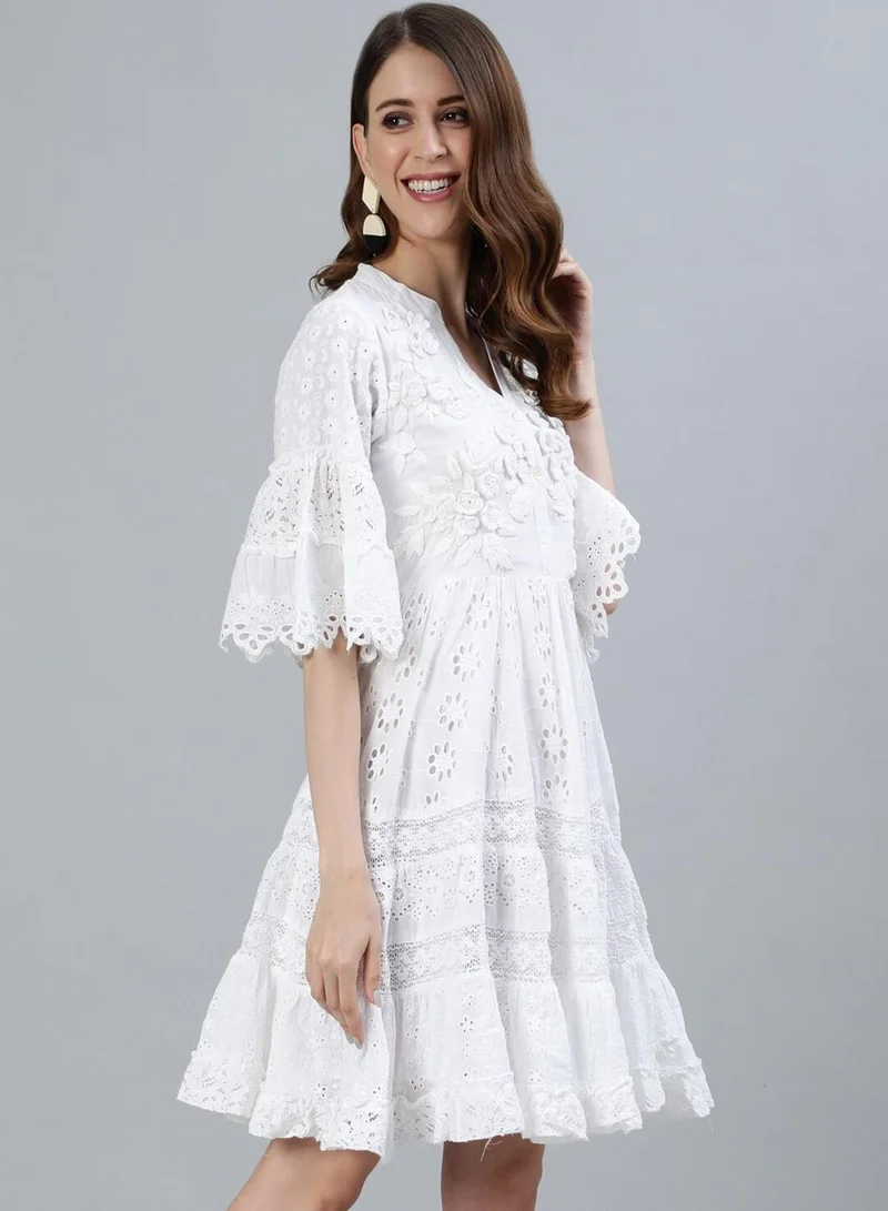 ISHIN Floral Eyelet Dress