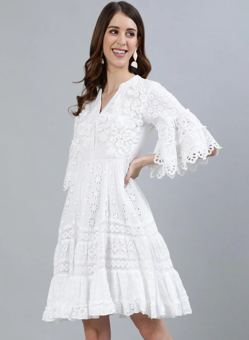 ISHIN Floral Eyelet Dress