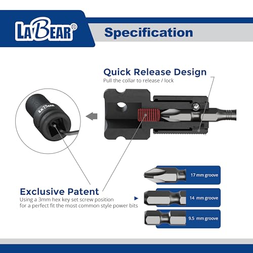 LABEAR - 1/2" Drive Female to 1/4" Hex Converter Impact Wrench Adapter, Quick Release, Quick Change Chuck, Square to Hex Bit Adapter, Impact Drill Adapter, Cr-Mo Steel Ratchet Wrenches Drivers - Image 2