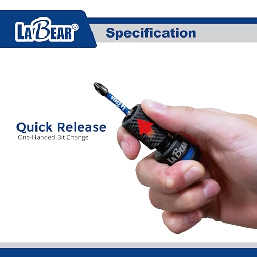 LABEAR - 1/2" Drive Female to 1/4" Hex Converter Impact Wrench Adapter, Quick Release, Quick Change Chuck, Square to Hex Bit Adapter, Impact Drill Adapter, Cr-Mo Steel Ratchet Wrenches Drivers - Image 4