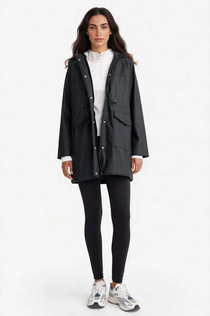 ديفاكتو Regular Fit Faux Leather Raincoat