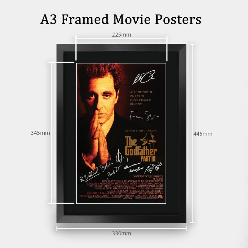 دب في - ديفيرن فيجن اوف ارت - ديفوفارت DVOFART بوستر بإطار بطابع فيلم The Godfather Part III – مقاس A3 (420×297 مم)، بتصميم توقيع مطبوع - Image 2