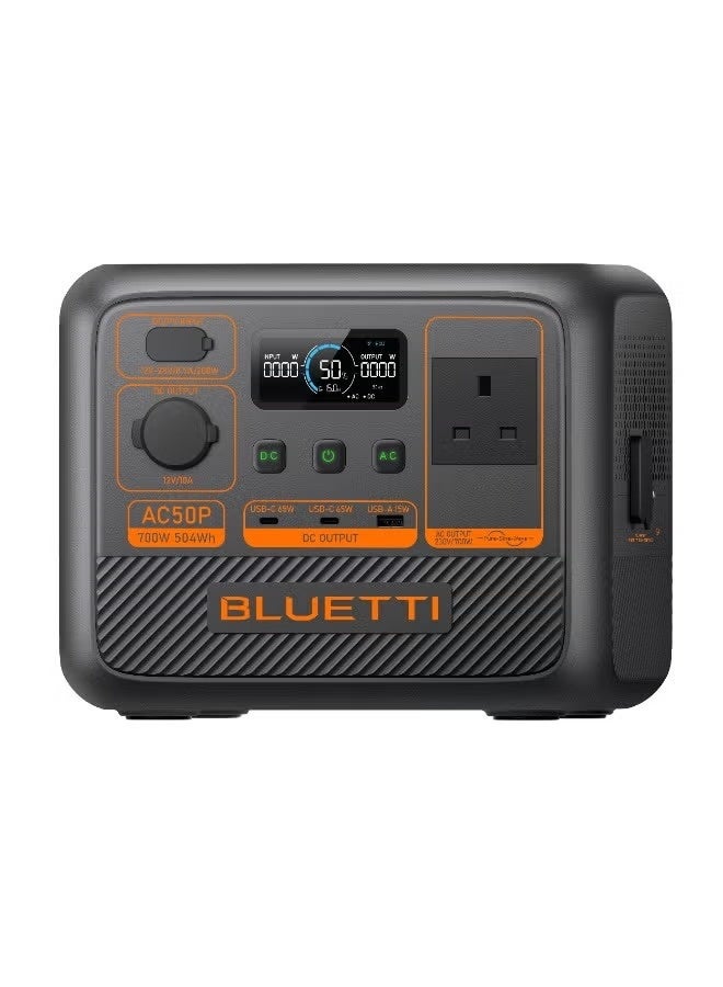 BLUETTI AC50P Portable Power Station 700W 504Wh, LiFePO4 Battery Solar Generator, Fast Charging UPS Backup Power Supply for Camping, Travel, Outdoor & Home Emergency - Image 1