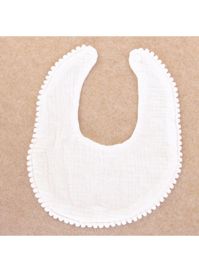 Nishine Nishine 6 PACK Muslin Baby Drooling Bibs for Unisex Boys Girls Cotton Absorbent Feedig Teething Bandana Drool Bibs Scarf Bibs (White-6 Pack)  - Image 3