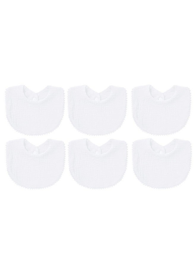 Nishine Nishine 6 PACK Muslin Baby Drooling Bibs for Unisex Boys Girls Cotton Absorbent Feedig Teething Bandana Drool Bibs Scarf Bibs (White-6 Pack)  - Image 1