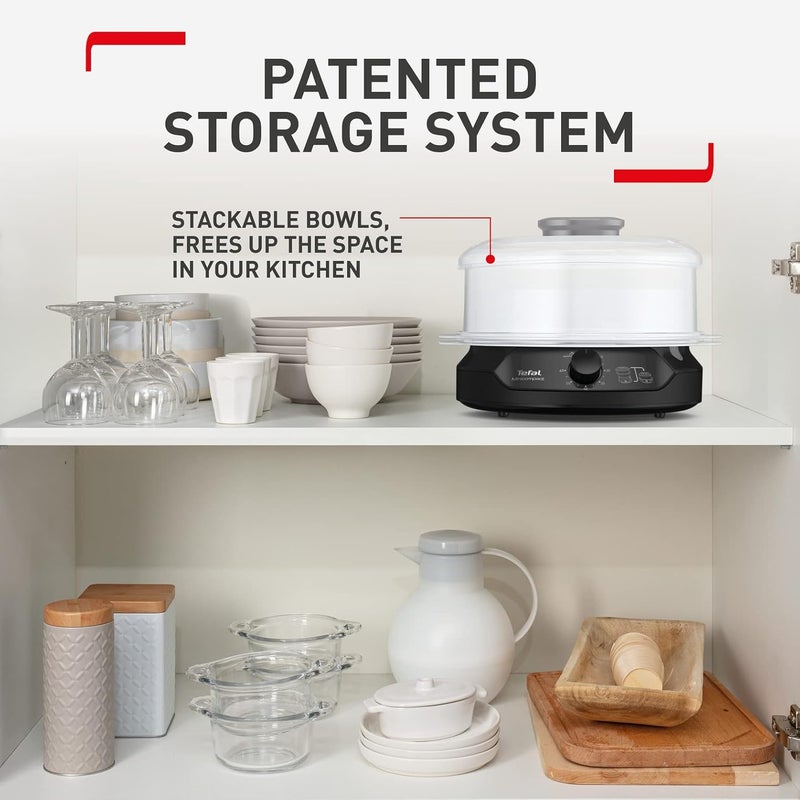 T-fal TEFAL Steam Cooker | Minicompact Steam Cooker |6 L Capacity |Stackable Storage System | Healthy Cooking | BPA-Free Bowls |60-Minute Timer | VC139865 | 2 years warranty - Image 3