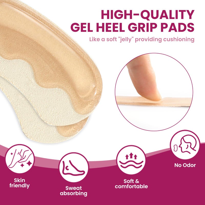 Bukihome Heel Pads Grips for Women Shoes - Bukihome Self-Adhesive Heel Cushion Inserts Prevent Slipping, Rubbing, Blisters, Foot Pain, Improve Shoe Fit - Gel Heel Pads for Shoes Too Big (Beige,3 Pairs) - Image 4