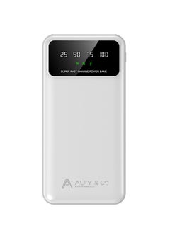 ALFY & CO 20000 mAh Power Bank Portable Charger USB Type C Battery Pack 22.5W Fast Charging Compatible with iPhone 16 15 14 13 Pro Max Samsung Galaxy Z Fold 6 S24 S23 S22 S21 Ultra Apple Watch Airpods iPad white  - Image 1