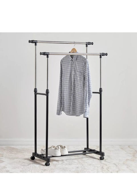 Megan Extendable Double Clothes Rail with Wheels