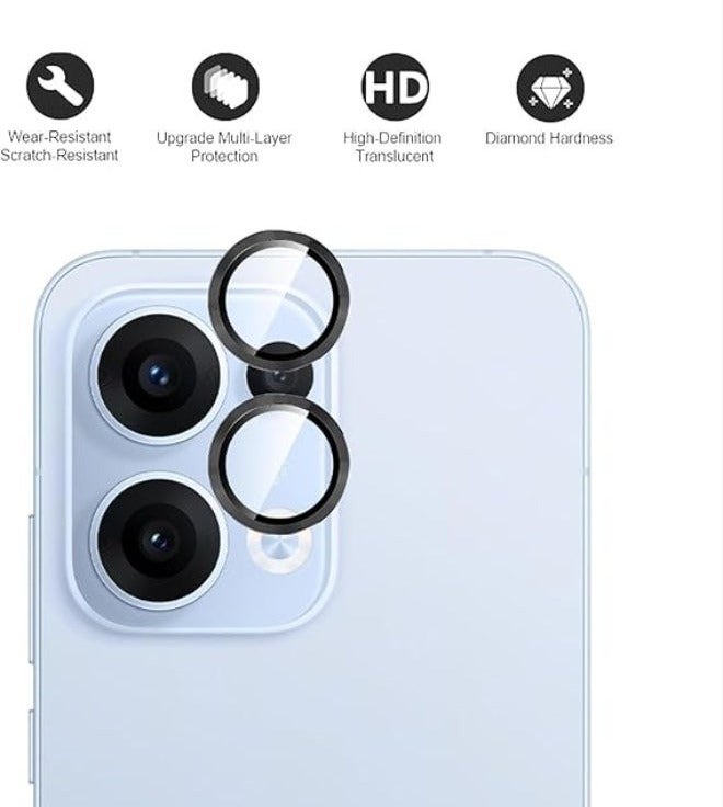 Full Coverage Camera Lens Protector For Oppo Reno 13 – Scratch Resistant & Ultra Clear - Black - Image 2
