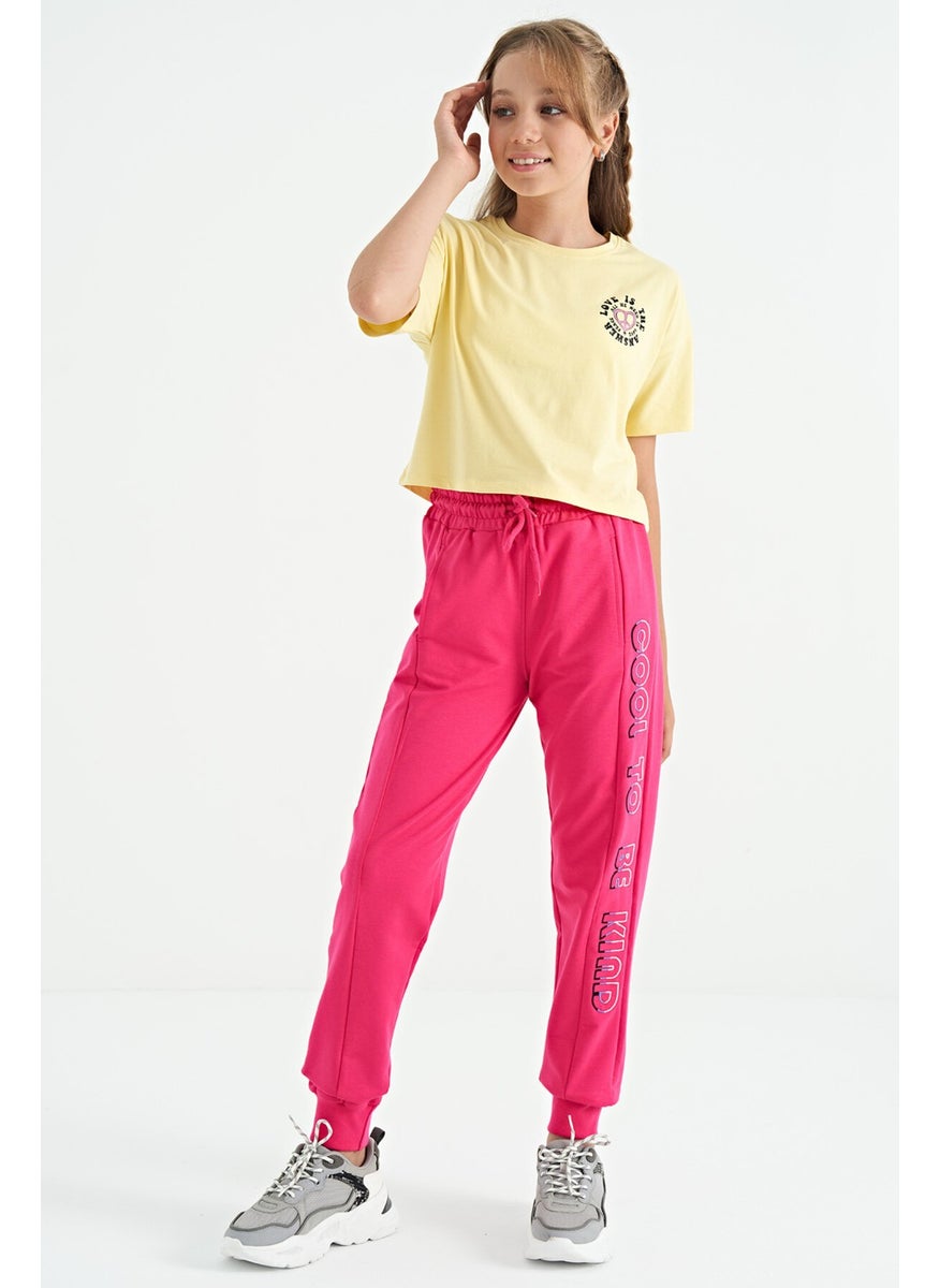 Tommy Life - Yellow Front Back Printed O Neck Low Shoulder Oversize Short Sleeve Girls T-Shirt - 75126 - Image 1