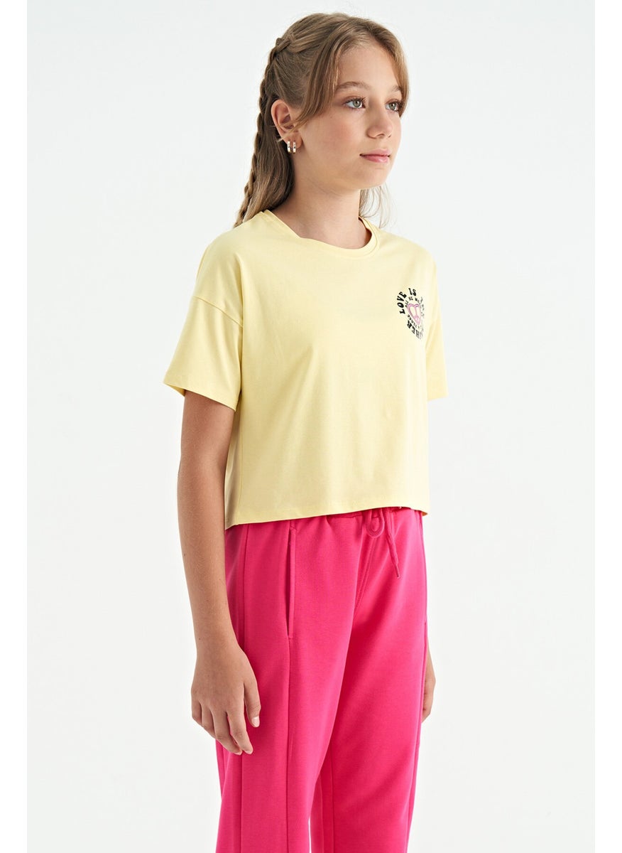 Tommy Life - Yellow Front Back Printed O Neck Low Shoulder Oversize Short Sleeve Girls T-Shirt - 75126 - Image 1
