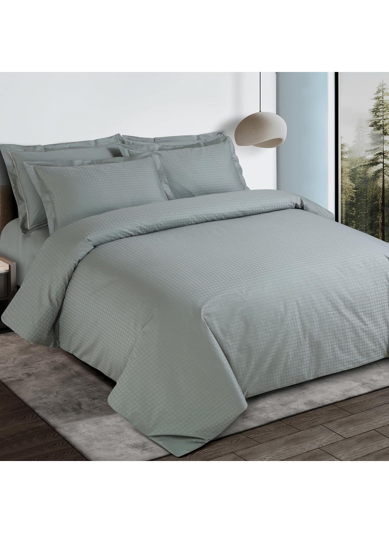 Malako Malako Como Jacquard Olive Green 100 Cotton Super King Size Duvet CoverQuilt Cover  - Image 1