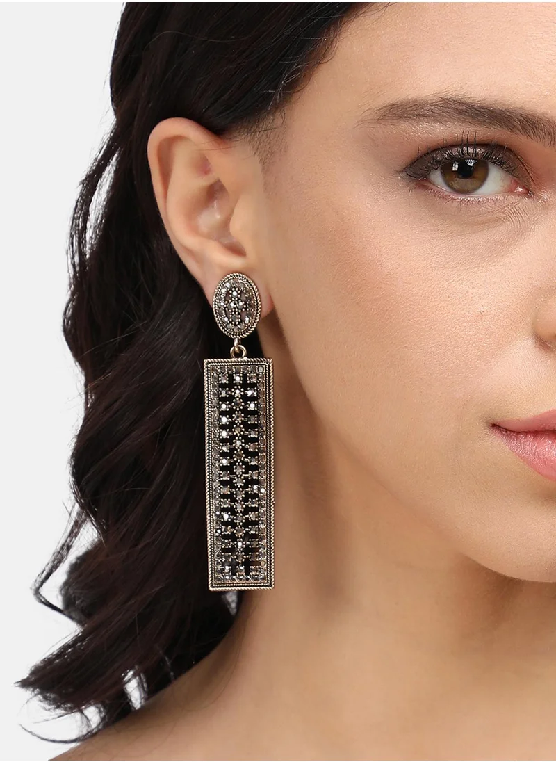 SOHI Metallic Intricate Geometric Drop Earrings