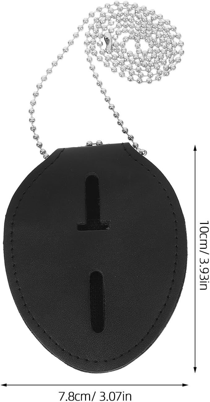 Pu Badge Holder with Chain and Lanyard, Nail-Pressed Secure Id Card Protector, Work Accessories for Office and Security Use - Image 4