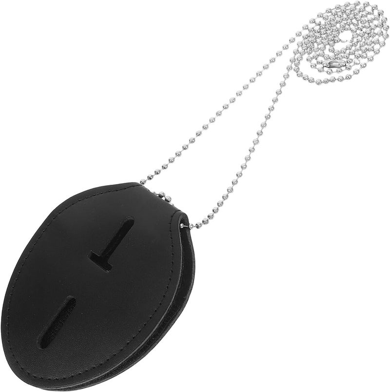 Pu Badge Holder with Chain and Lanyard, Nail-Pressed Secure Id Card Protector, Work Accessories for Office and Security Use - Image 1