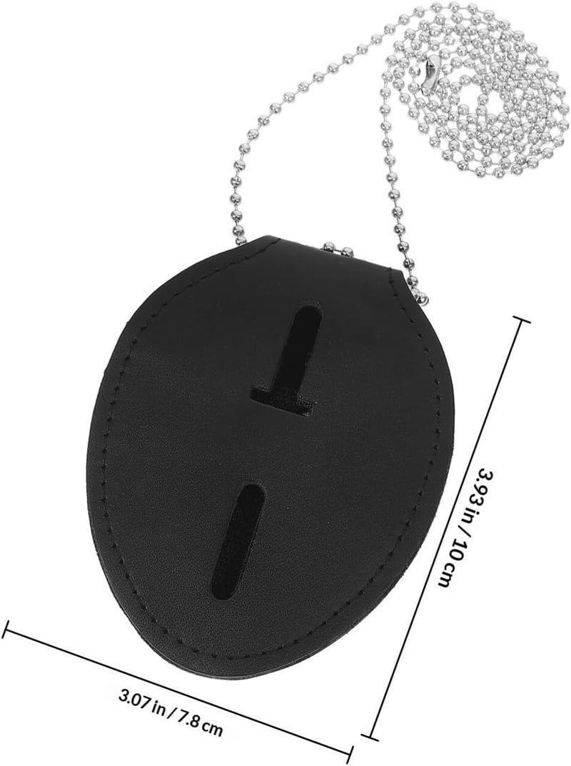 Pu Badge Holder with Chain and Lanyard, Nail-Pressed Secure Id Card Protector, Work Accessories for Office and Security Use - Image 2