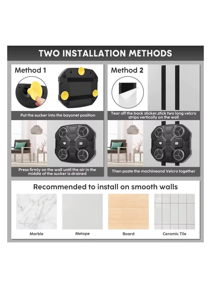 إيفا "آلة ملاكمة موسيقية للأطفال، آلة ملاكمة موسيقية ذكية مع تسجيل رقمي وضوء قابل للتعديل، مدرب ملاكمة على الحائط بسرعة قابلة للتعديل، معدات تدريب لعبة الملاكمة للبنات والأطفال في المنزل والجيم " - Image 5