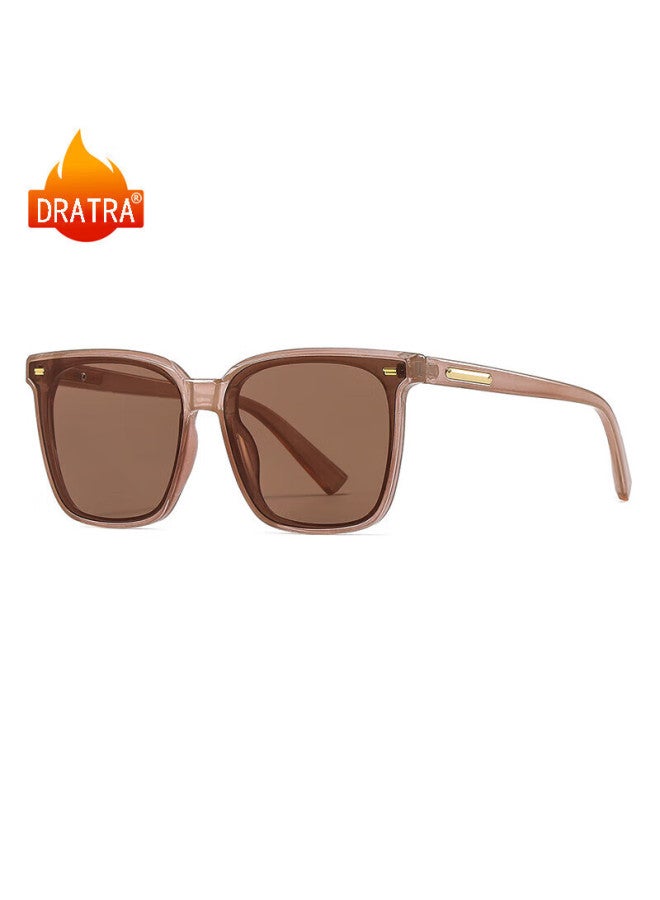 Dratra Polarized Sungl For Men And Women, Large Face Slimming Effect, Driving Anti-glare, Trendy Square Frame Sun Gl - Image 1