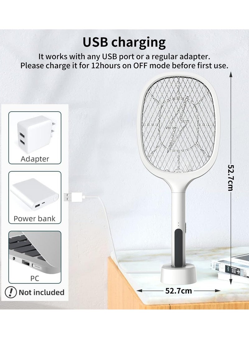 جيكو مضرب كهربائي قابل لإعادة الشحن لقتل البعوض والذباب بقوة 3000 فولت - مضرب حشرات USB من النوع C مع ضوء LED وقاعدة شحن وبطارية 1200 مللي أمبير (موديل LTD-618) - Image 3