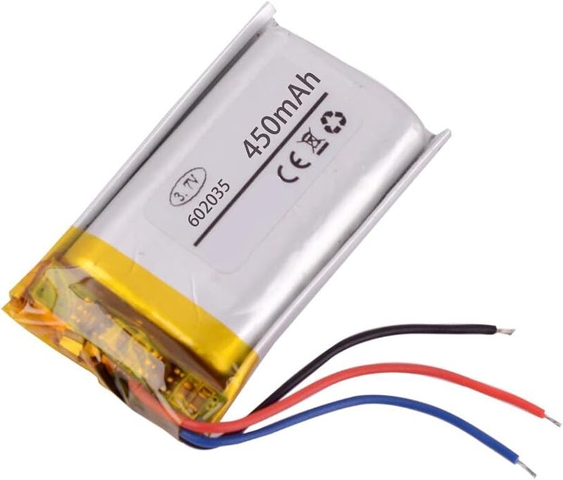 602035 2P 3 Wire 3.7V 450mAh Rechargeable Lithium Polymer Battery - Image 1