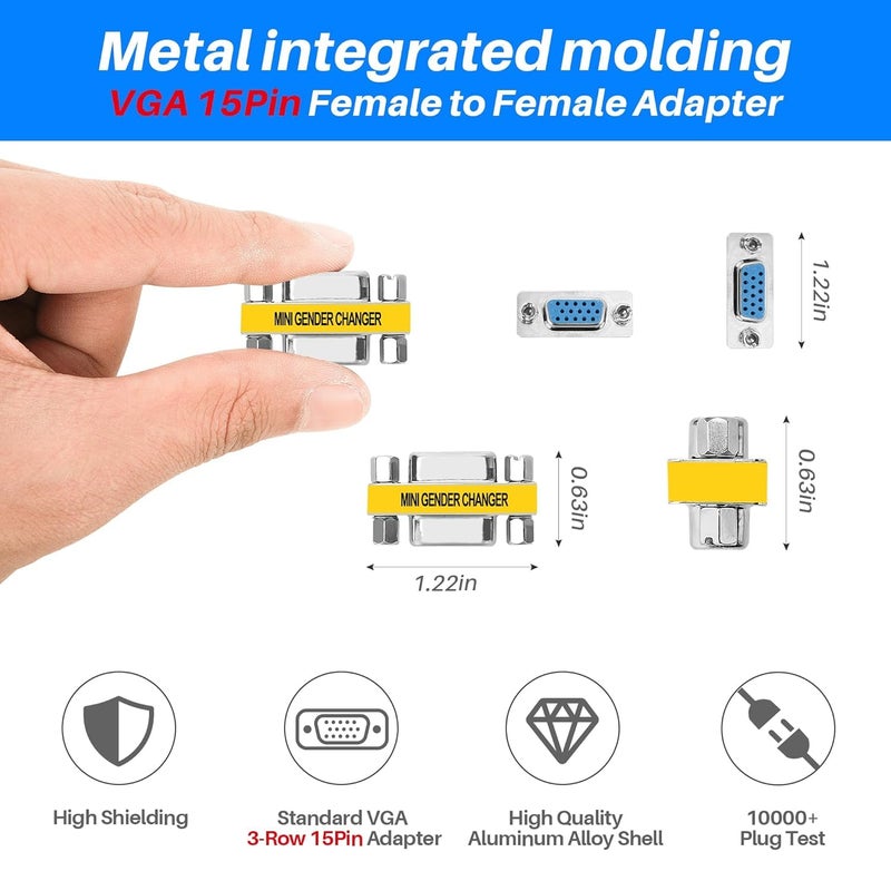FEDUS VGA Jointer Coupler Joiner Extender 15 Pin Female to Female Coupler Cable Extender Female Both Side Female to Female Gender Changer - Image 4