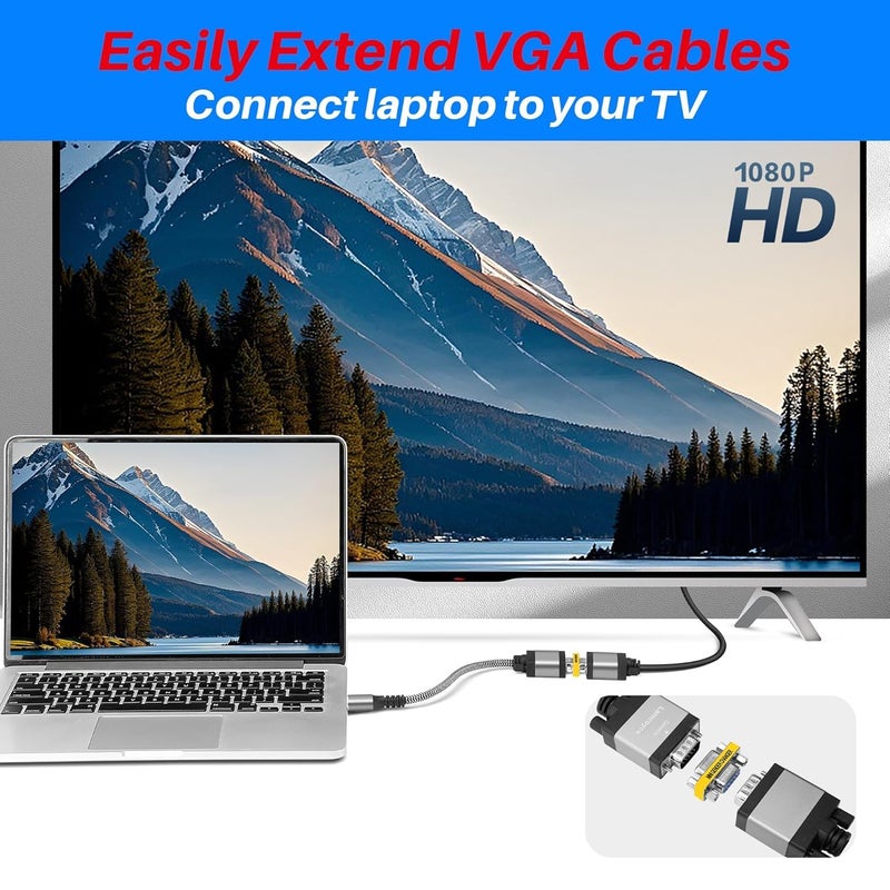 FEDUS VGA Jointer Coupler Joiner Extender 15 Pin Female to Female Coupler Cable Extender Female Both Side Female to Female Gender Changer - Image 5