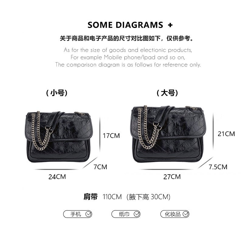 Underarm Bag For Women 2023 New Messenger Bag & Top-Grain Oil Wax Leather Hobo Bag Vintage Chain Bag Crossbody Versatile Genuine Leather - Image 5