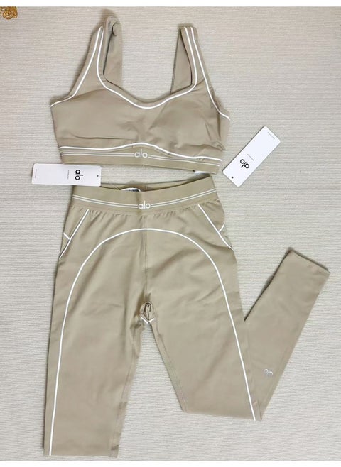 ALO High-Quality Yoga Set - AIRBRUSH HEART THROB BRA