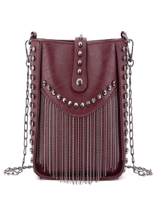 Naimo Womens Tassel Shoulder Bag Rivet Studded Crossbody Purse Fringe Handbag Trendy Y2K Purse - Image 1
