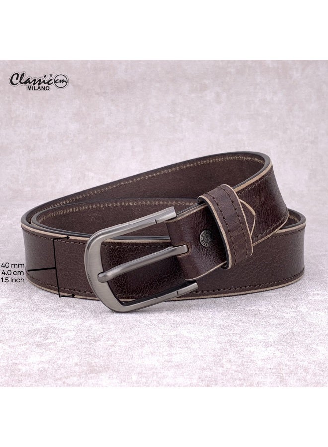 Classic Milano Genuine Leather Belt for Men - Semi-Casual & Party Wear Belt for Jeans, Casual Outfits, and Gifts - Black, Brown & Tan Men’s Belt - Image 5