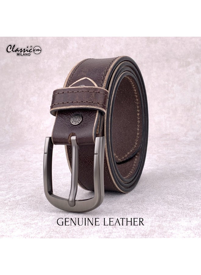 Classic Milano Genuine Leather Belt for Men - Semi-Casual & Party Wear Belt for Jeans, Casual Outfits, and Gifts - Black, Brown & Tan Men’s Belt - Image 3