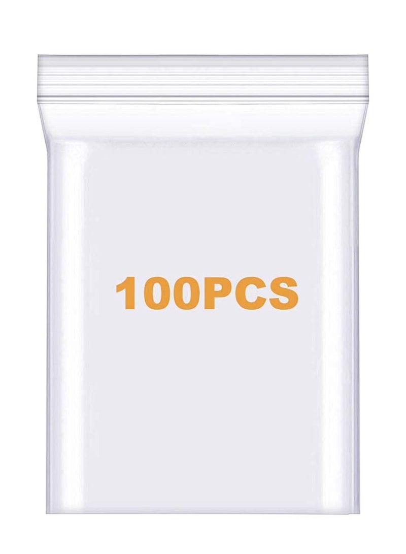 كابتن تيك 100 Count Quart Clear Reclosable Zip Plastic Poly Bags with Heavy Duty Resealable Lock Seal Zipper - Image 1