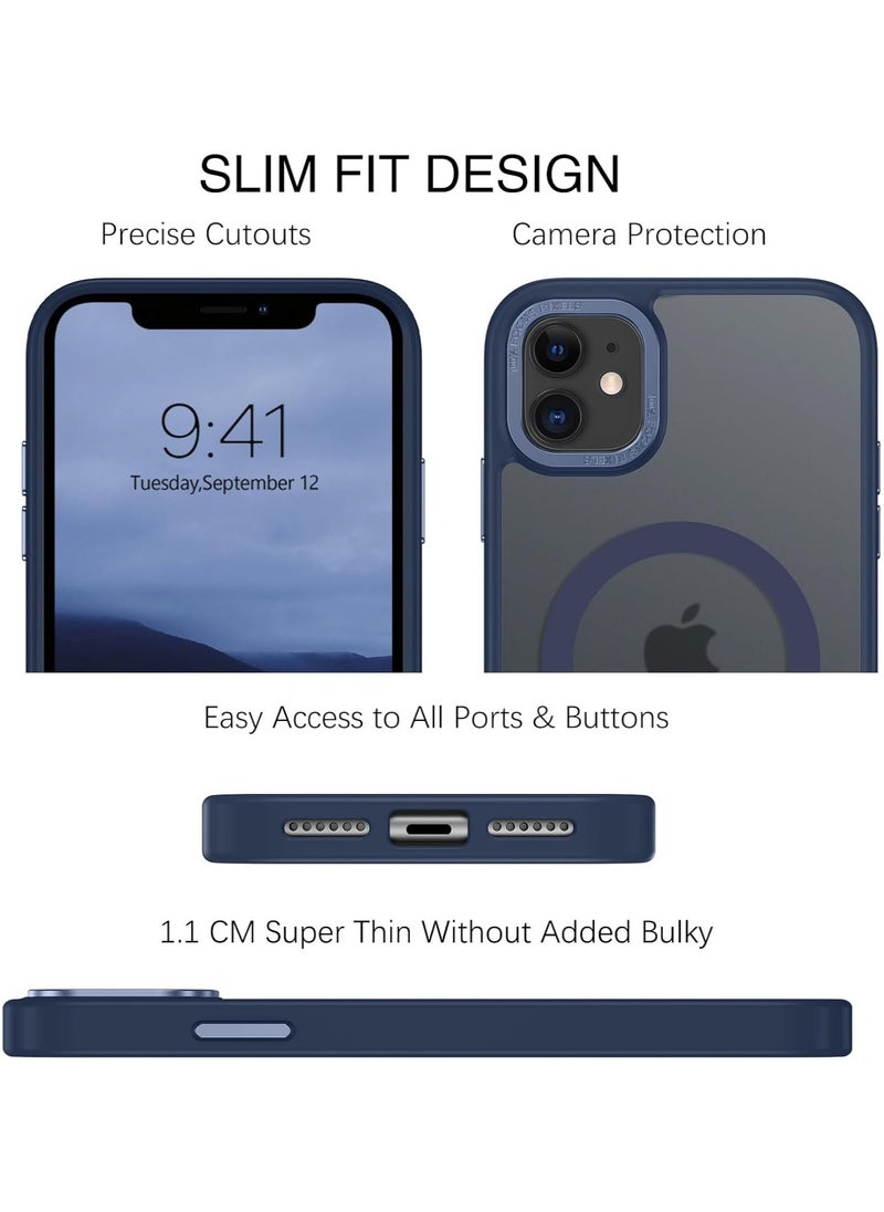 Denx - Magnetic Case for iPhone 11, Compatible iphone 11 with MagSafe, Translucent Matte Back Slim Shockproof Phone Cover (Blue) - Image 1