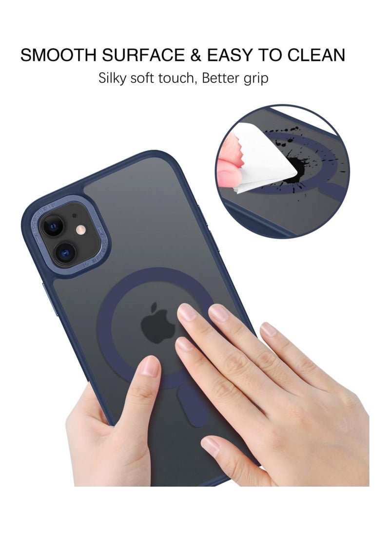 Denx - Magnetic Case for iPhone 11, Compatible iphone 11 with MagSafe, Translucent Matte Back Slim Shockproof Phone Cover (Blue) - Image 1