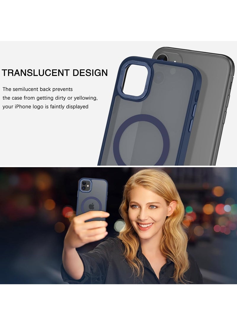 Denx - Magnetic Case for iPhone 11, Compatible iphone 11 with MagSafe, Translucent Matte Back Slim Shockproof Phone Cover (Blue) - Image 1