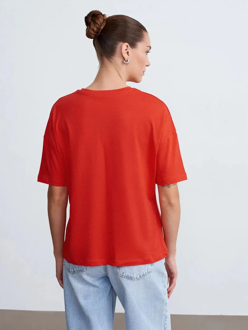 ديلفين DILVIN Women's Cotton Crew Neck T-Shirt
