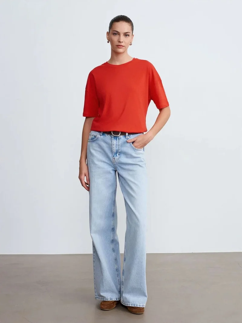 ديلفين DILVIN Women's Cotton Crew Neck T-Shirt