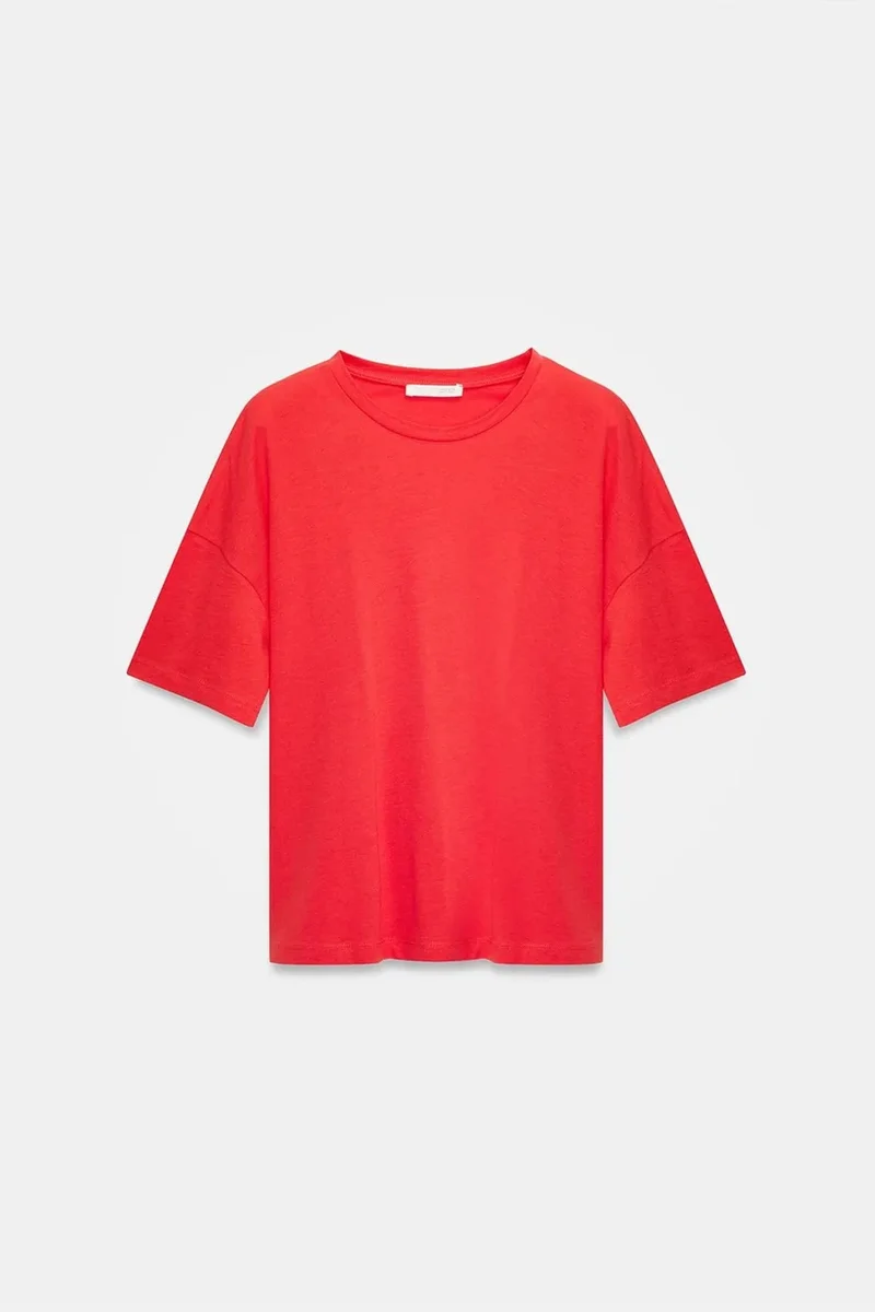 Dilvin Red DILVIN Women's Cotton Crew Neck T-Shirt for Women | Best Price UAE