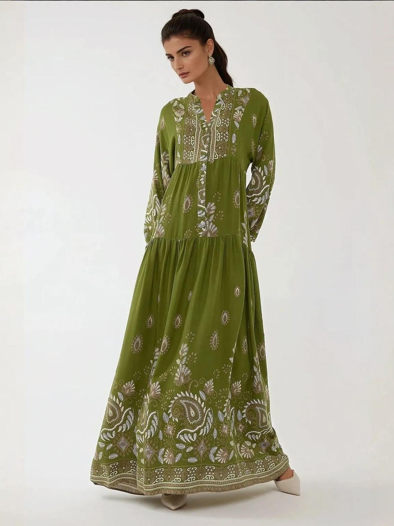 HICCUP Printed Long Sleeve Viscose Maxi Dress - Image 4