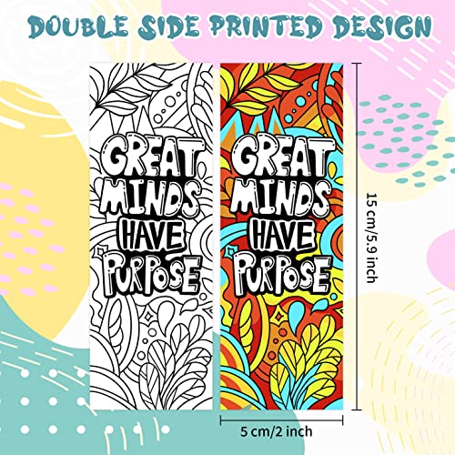 VOCHIC 120 Piece DIY Inspirational Bookmarks for Students, Bulk Bookmarks, Cool Double-Sided Coloring Bookmark for Class Gifts, Color Your Own Book Marks for Kids, Adults, Teachers, Women, Men, Book Lovers - Image 2