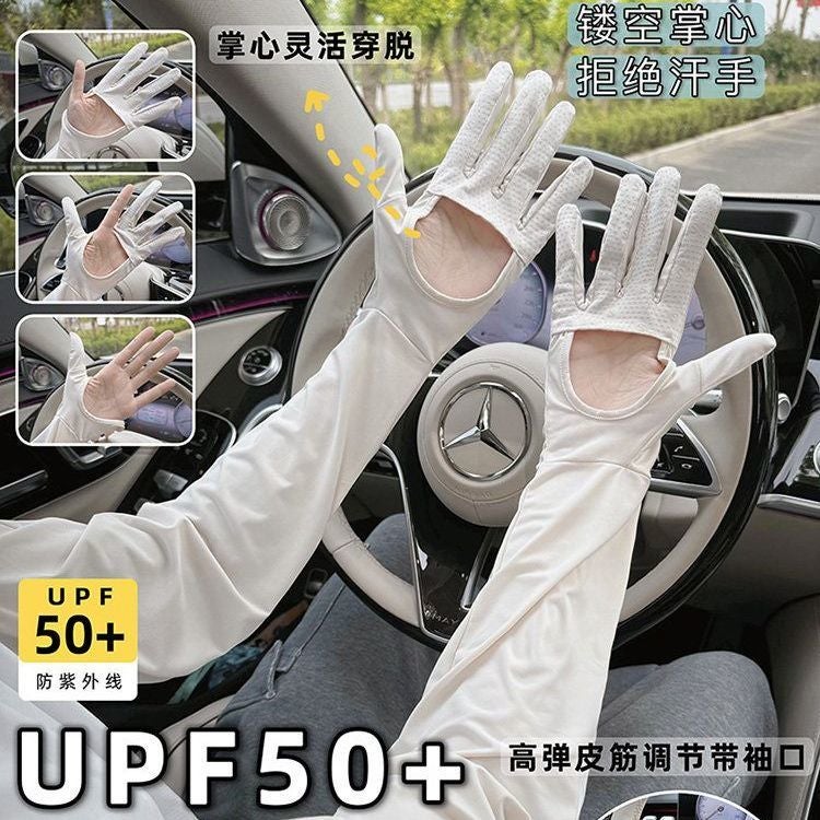Summer Sun Protection Gloves for Women - Thin, Breathable Ice Silk, Anti-Slip, Touchscreen Compatible,  UV-Resistant