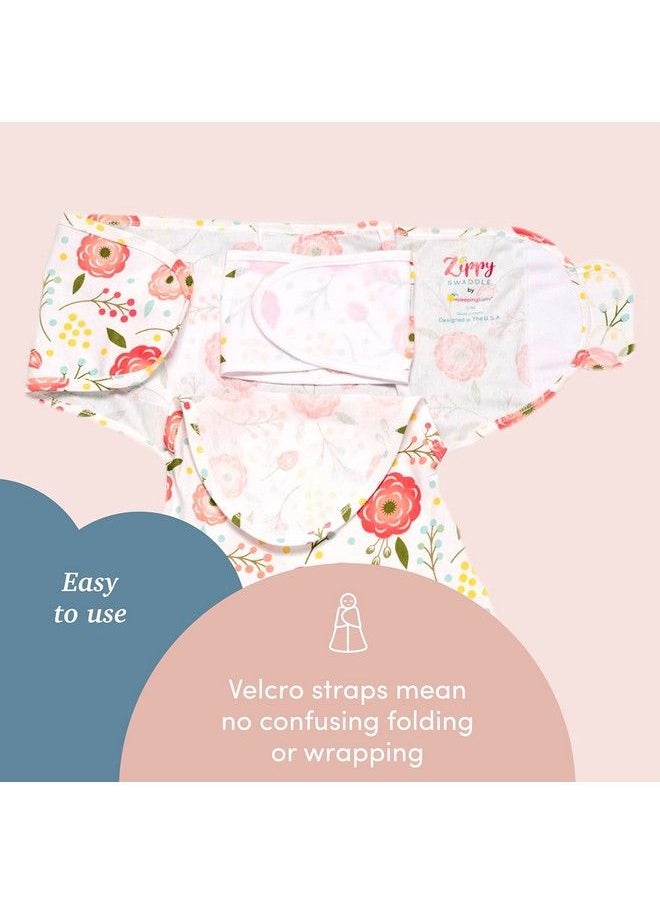 SleepingBaby Zippy Swaddle 100% Cotton Baby Swaddle Blanket Sleep Sack With Convenient Bottom Zipper Pink Poppy Medium Large  - Image 5