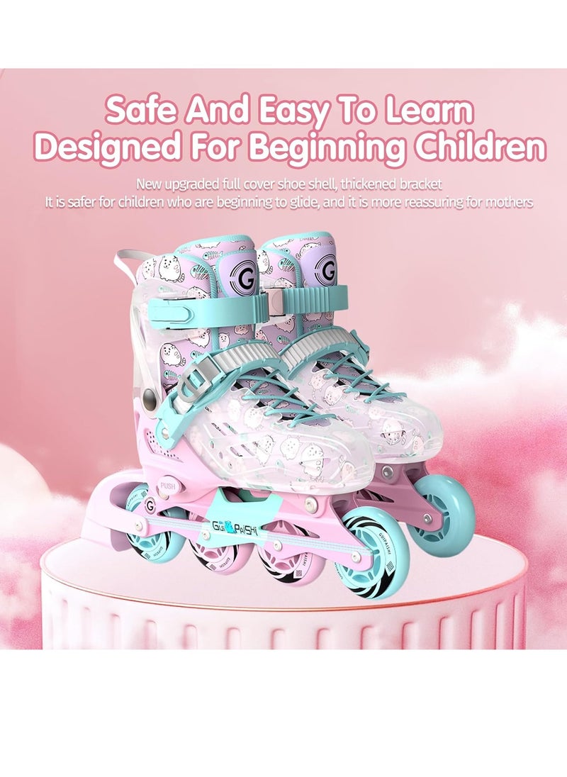 0TO1 TECH Skate Shoes, Inline Skates for Kids Adjustable Size Roller Skates, PU Wheels Triple Protection Lightweight Beginner, with Protective Gear Set for Girls and Boys (33-37 EU)  - Image 1