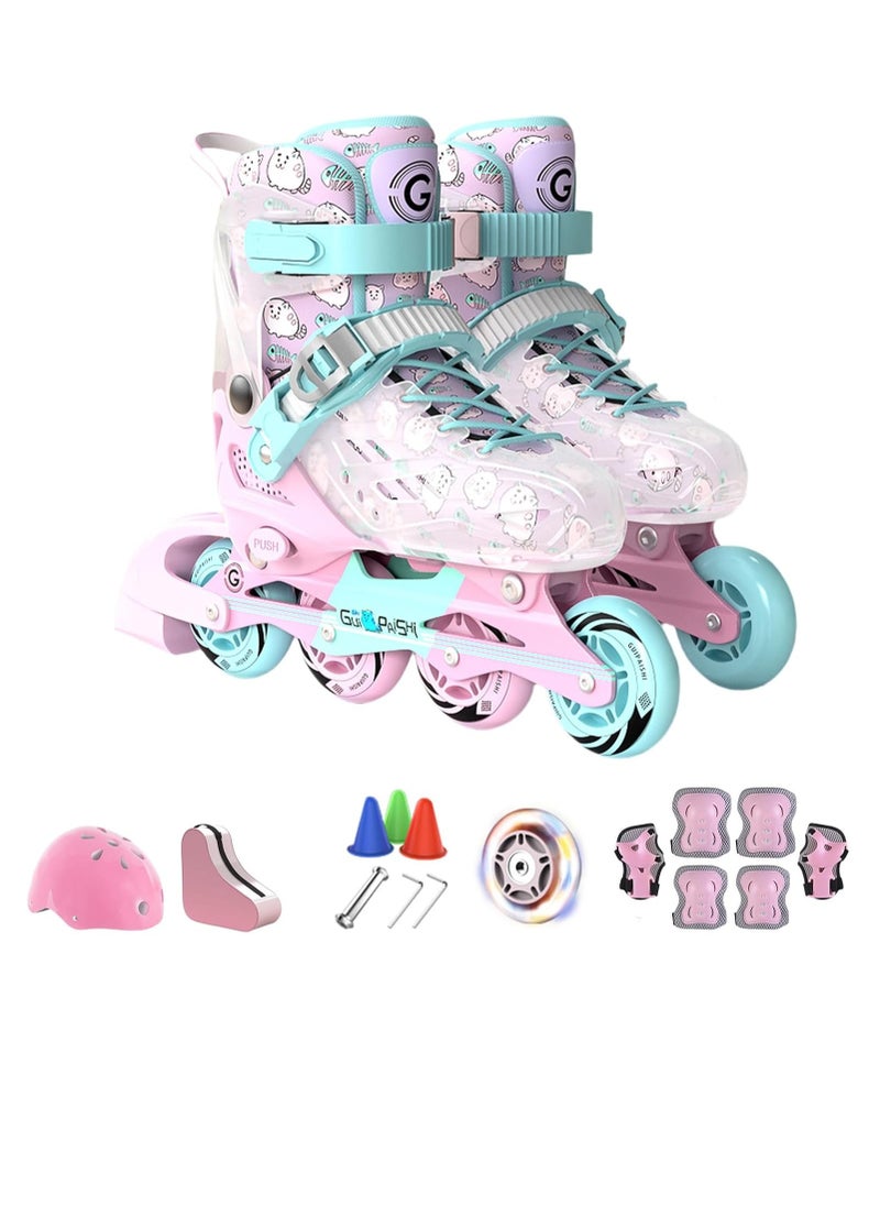 0TO1 TECH Skate Shoes, Inline Skates for Kids Adjustable Size Roller Skates, PU Wheels Triple Protection Lightweight Beginner, with Protective Gear Set for Girls and Boys (33-37 EU)  - Image 4