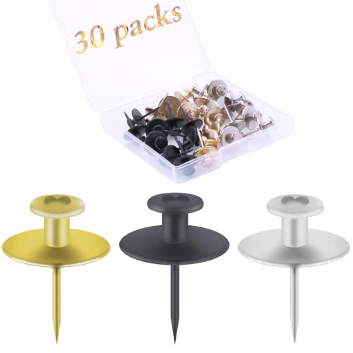 Hoaisun 30 PCS Push Pins Picture Hanger Hooks, Double Headed Nails Push Pin Thumbtacks for Wall Hangings Picture, Decorative Small Hook Pins for Drywall Cork Board Home Office Photo Decorations - Image 1