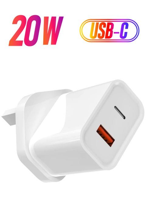 20W PD USB C Plug Charger, Dual Port Wall Plug Charging, with for i Phone 13 Pro i Pad, i Phone 12/12 Mini/12 Pro/Max