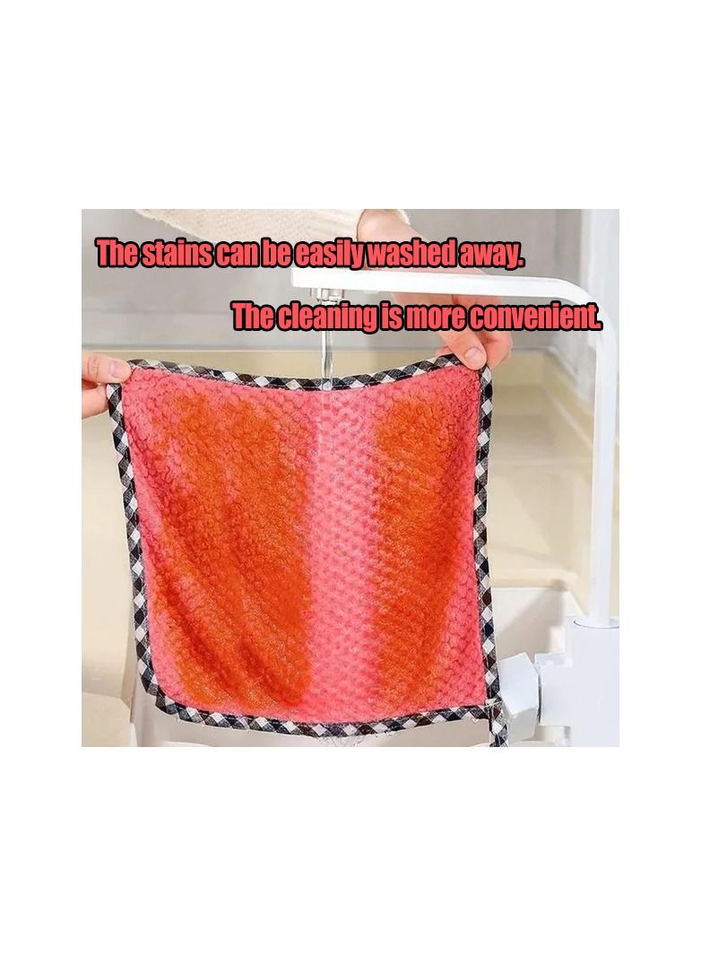 10-Pieces Kitchen Coral Velvet Dish Towel Rag,Non-stick Oil Dish Cloth Double-sided Absorbent Thickening Scouring Pad,Randomly Colours  - Image 3