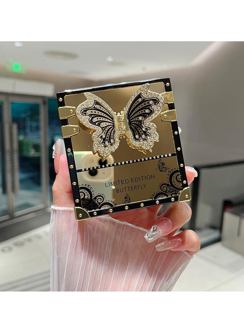 general For Samsung Galaxy Z Flip 6 5G Phone Case Protective Cover, Cute Deluxe Gold Glitter Rhinestone Butterfly Stand Shockproof Case - Image 3